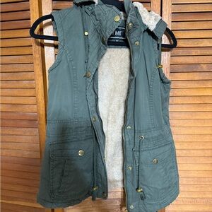 YMI Olive Vest with Gold Details
